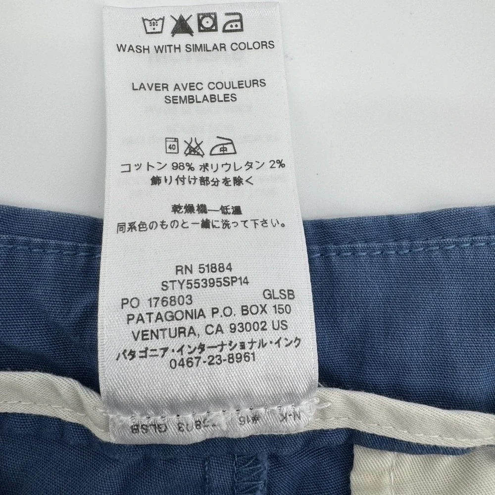 Patagonia Straight Leg Pants Womens 10 Blue Organic Cotton Stretch‎ 55395